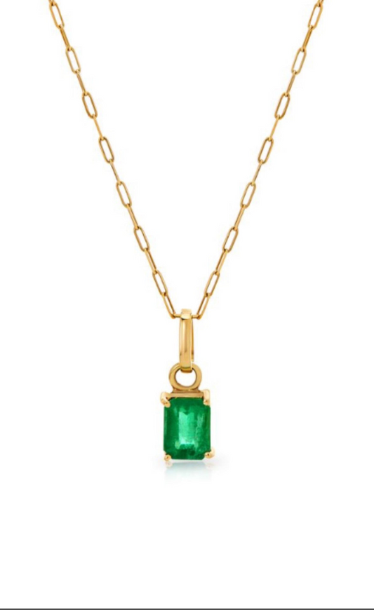 18K Natural Colombian Emerald Pendant Necklace