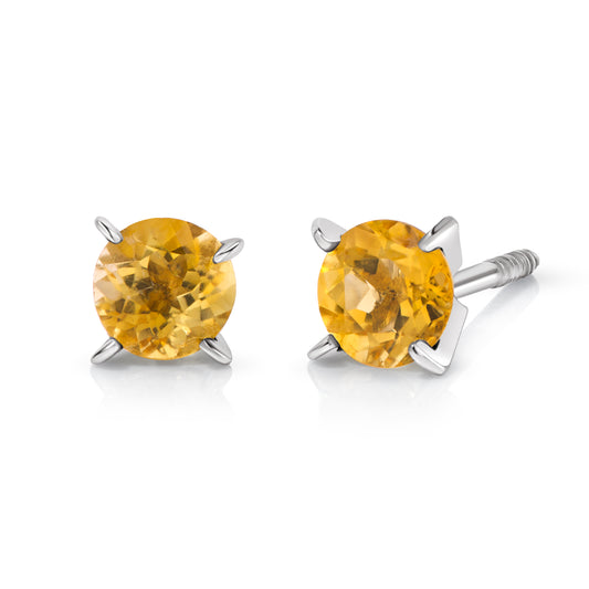 Orange Citrine in White Gold Earrings